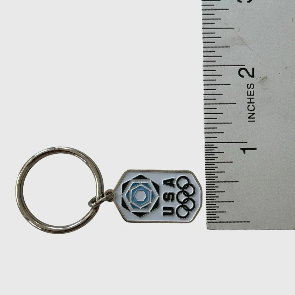 Official USA Olympic Key Ring‎ Aminco Enamel Olympic Rings Y2K Silver Tone White